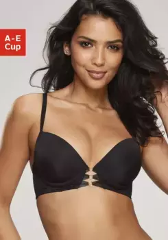 LASCANA Бюстгальтер пуш-ап "Элеонора" с тонкой атласной шнуровкой и лентой, сексуальное нижнее белье, черный