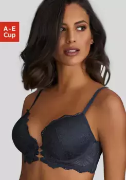 LASCANA Бюстгальтер пуш-ап "Элеонора" с декоративной шнуровкой спереди, сексуальное нижнее белье, синий