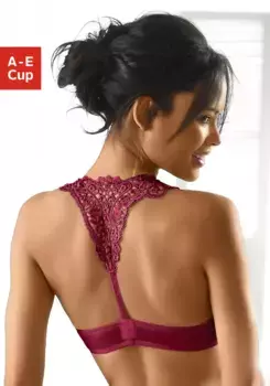 LASCANA Бюстгальтер пуш-ап "Мелисса", с застежкой спереди и кружевной спинкой из вышивки, нижнее белье, красный