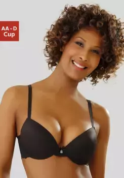LASCANA Бюстгальтер пуш-ап на косточках и кружевной спине, нижнее белье, черный