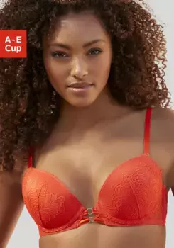 LASCANA Бюстгальтер пуш-ап, покрытый тонким цветочным кружевом, нижнее белье, цвет Orange