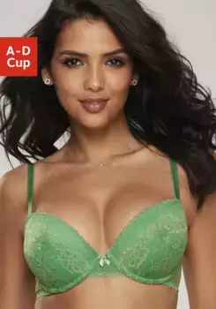 LASCANA Бюстгальтер пуш-ап "Ромашка", на косточках и съемными подушечками, сексуальное женское белье, зеленый