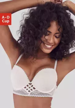 LASCANA Бюстгальтер пуш-ап с очаровательной плетеной отделкой, сексуальное нижнее белье, кремовый