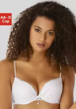 LASCANA Бюстгальтер пуш-ап с уникальными деталями из искусственного жемчуга Сексуальное женское белье, белый