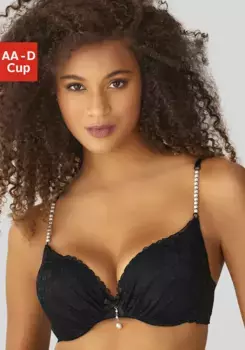 LASCANA Бюстгальтер пуш-ап с уникальными деталями из искусственного жемчуга Сексуальное женское белье, черный