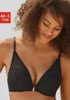 LASCANA Бюстгальтер пуш-ап, с застежкой спереди, графической шнуровкой на бретелях, черный