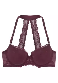 LASCANA бюстгальтер с бретельками, нижнее белье с мягким вырезом на бретельках и кружевной спинкой, сексуальное нижнее белье, красный