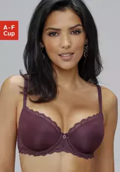 LASCANA Бюстгальтер с чашечками "Эвита", с тонкой кружевной отделкой, нижнее белье, цвет Aubergine