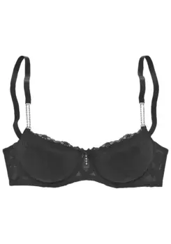 LASCANA Бюстгальтер с чашечкой "Даля", с элегантными элементами из стразов на бретелях, нижнее белье, черный