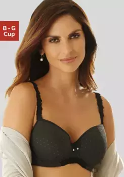 LASCANA Бюстгальтер с чашками, на косточках, с декорированными бретелями, нижнее белье, черный