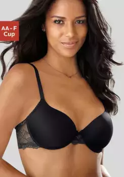 LASCANA Бюстгальтер с чашками "Vittoria", на косточках и спинке из цветочного кружева, черный