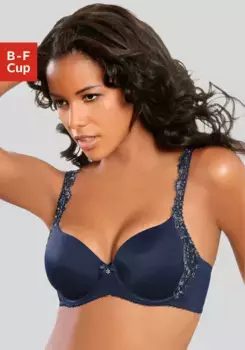 LASCANA Бюстгальтер с чашкой "Ванда", на косточках и кружевной вышивкой сбоку, нижнее белье, цвет морской волны