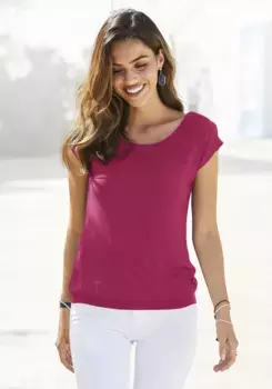 LASCANA длинная рубашка с широким поясом, цвет Magenta