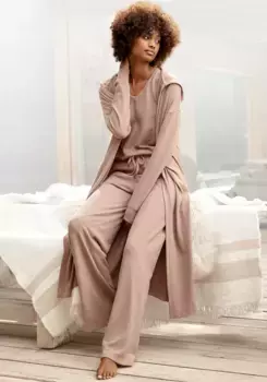 LASCANA длинный кардиган "жакет для отдыха", из мягкого трикотажа, одежда для дома, коричневый