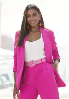 LASCANA длинный пиджак, с воротником с лацканами и разрезом сзади, женский пиджак, элегантный шик, фуксия