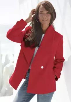 LASCANA короткая куртка с поясом и воротником с лацканами, элегантное полупальто, красный