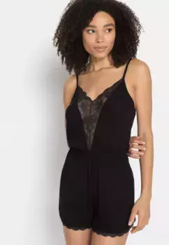 LASCANA короткий комбинезон (комплект), с красивыми кружевными деталями, черный