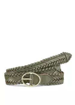 LASCANA кожаный ремень, кожаный поясной ремень, для брюк, джинсов и платьев, оливковый