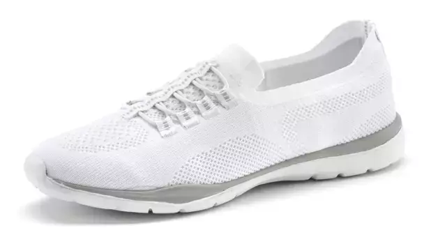 LASCANA кроссовки, тапочки, полуботинки без шнуровки, легкий сетчатый материал VEGAN, белый