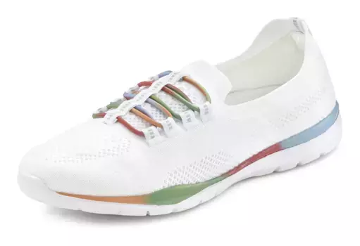 LASCANA кроссовки, тапочки, полуботинки без шнуровки, легкий сетчатый материал VEGAN, белый