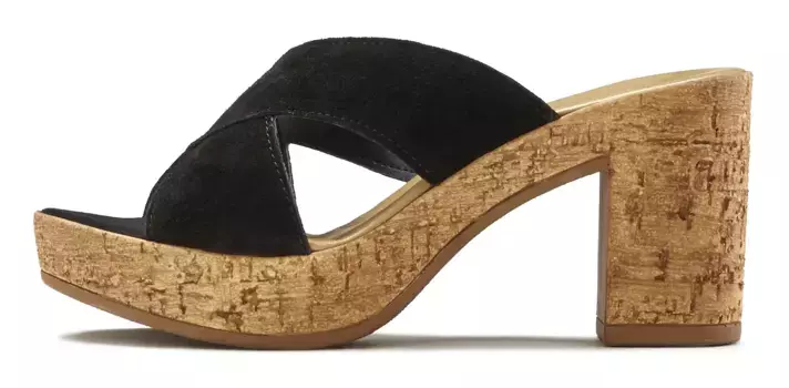 LASCANA мюли, мюли, босоножки, открытая обувь из кожи на блочном каблуке, черный