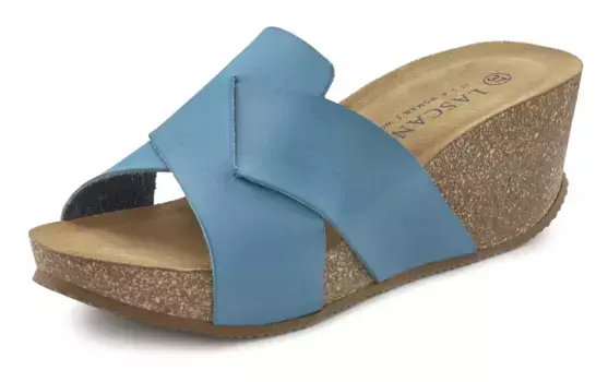 LASCANA мюли, мюли, босоножки, открытые туфли с пробковой стелькой и танкеткой, бирюзовый