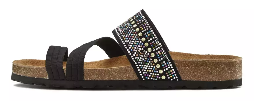 LASCANA мюли, мюли, сандалии, открытая обувь с пробковой стелькой и эластичными ремнями, черный