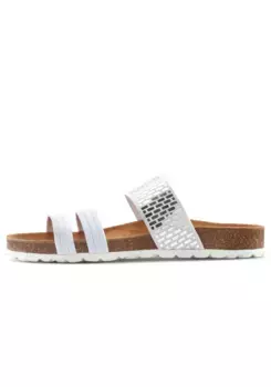 LASCANA мюли, мюли, сандалии, открытая обувь с пробковой стелькой и эластичными ремнями, белый