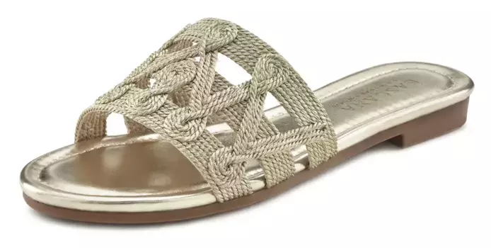 LASCANA мюли, мюли, сандалии, открытая обувь с небольшими вырезами VEGAN, цвет Goldfarben