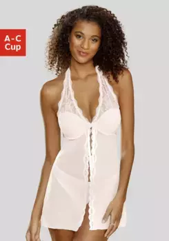 LASCANA Пеньюар, с застежкой спереди, сексуальное женское белье, нижнее белье, цвет Puder