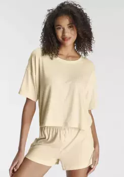 LASCANA Пижама (комплект, 2 шт.), из красивого ребристого материала, цвет Ecru