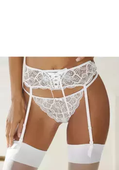 LASCANA Пояс для чулок "Nikoletta", с захватывающей шнуровкой, сексуальное женское белье, белый