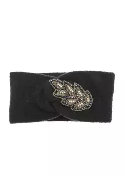 LASCANA повязка на голову, вязаная повязка на голову с жемчужной аппликацией и узлами, ободок для волос, повязка на голову, черный