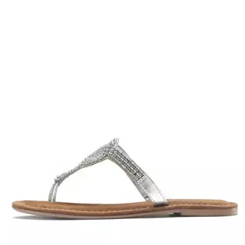 LASCANA разделитель пальцев, босоножки, мюли с декоративным жемчугом, серебристый