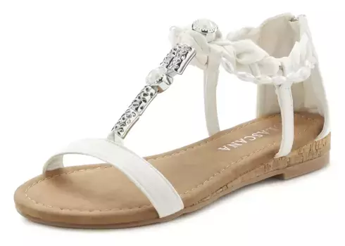 LASCANA сандалии, сандалии, летняя обувь с декоративными элементами VEGAN, белый