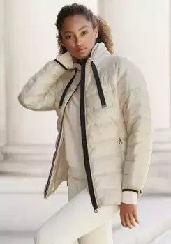 LASCANA Стеганая куртка, с капюшоном, со съемным капюшоном, кремовый