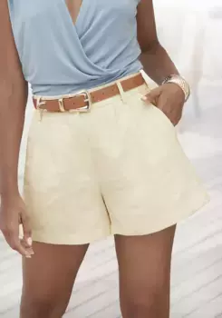 LASCANA тканые шорты со складками, короткие тканевые брюки с карманами, элегантные, кремовый