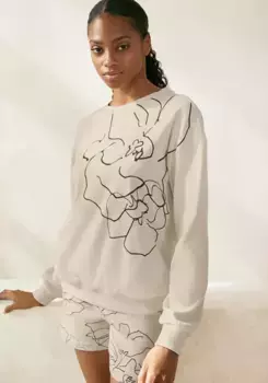 LASCANA толстовка "рубашка для дома" с принтом, одежда для дома, кремовый