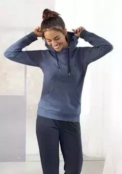 LASCANA толстовка с капюшоном, с надписью спереди, костюм для отдыха, худи, синий