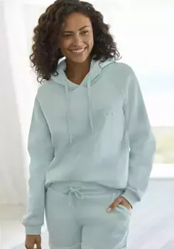 LASCANA толстовка с капюшоном "Толстовка с капюшоном" и вышивкой логотипа, одежда для отдыха, костюм для отдыха, мятный