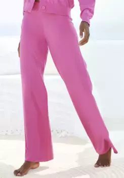 LASCANA трикотажные брюки "брюки для дома", с широкими штанинами, одежда для дома, розовый