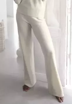 LASCANA трикотажные брюки "брюки для дома", с ребристыми манжетами, одежда для дома, кремовый