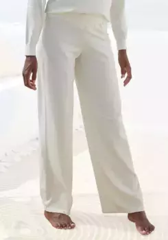 LASCANA трикотажные брюки "брюки для дома", с широкими штанинами, одежда для дома, кремовый