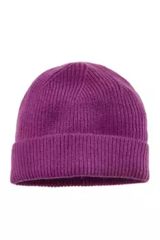 LASCANA вязаная шапка из смесовой шерсти с отворотом, шапка-бини, зимняя шапка, шапка из шерсти, цвет Beere
