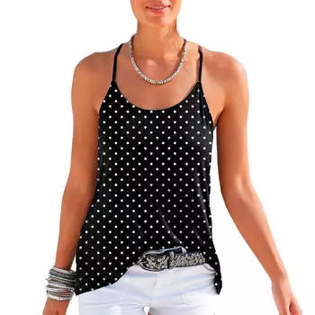 LASCANA Женская майка с бретельками сзади, цвет black dotted