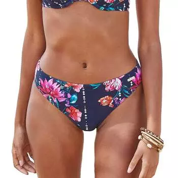LASCANA женские классические плавки бикини с цветочным принтом, цвет navy printed