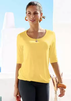 LASCANA Женские топы с круглым вырезом, комплект из 2 шт, желтый/белый