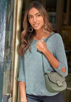 LASCANA Женские топы с принтом, 2 шт., рукав 3/4, бирюзовый/черный