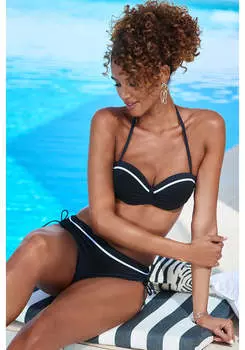LASCANA женский двухцветный бандо бикини-топ, черный