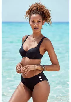 LASCANA женский классический бикини-топ на косточках, черный